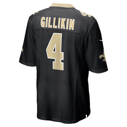 NO.Saints #4 Blake Gilikin Black Game Player Jersey Stitched American Football Jerseys - Main View