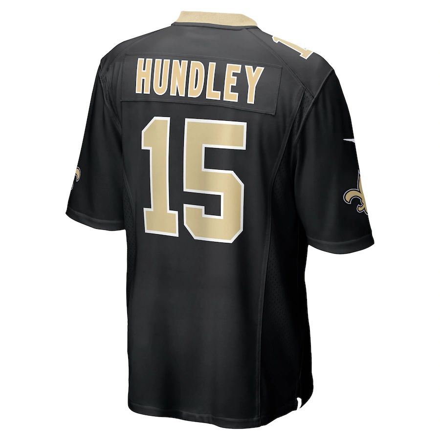 NO.Saints #15 Brett Hundley Black Game Player Jersey Stitched American Football Jerseys - Main View