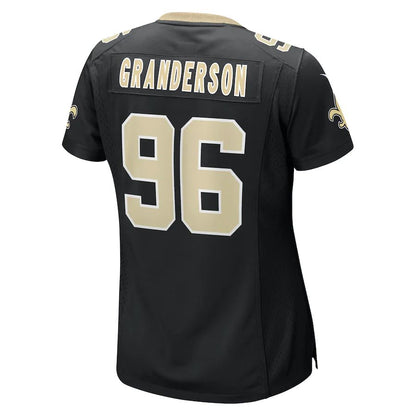 NO.Saints #96 Carl Granderson Black Game Jersey Stitched American Football Jerseys - Main View