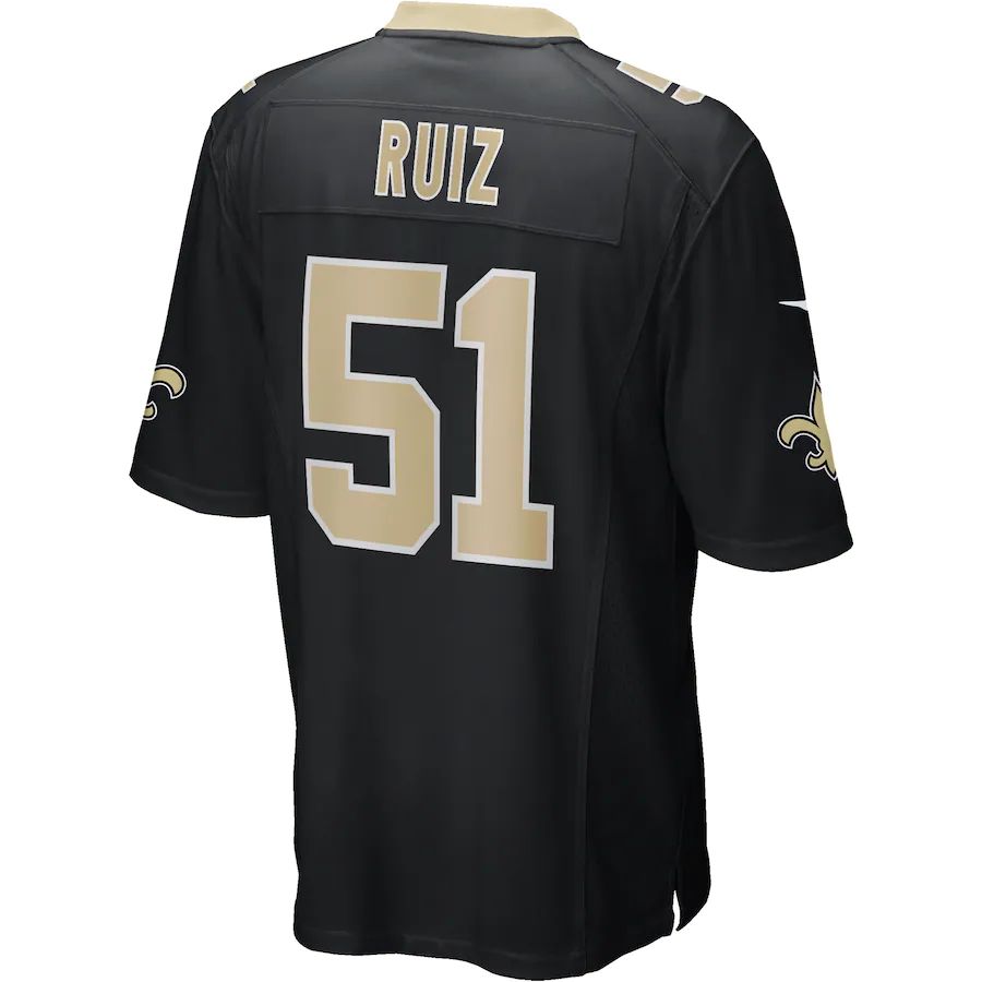 NO.Saints #51 Cesar Ruiz Black Game Jersey Stitched American Football Jerseys - Main View