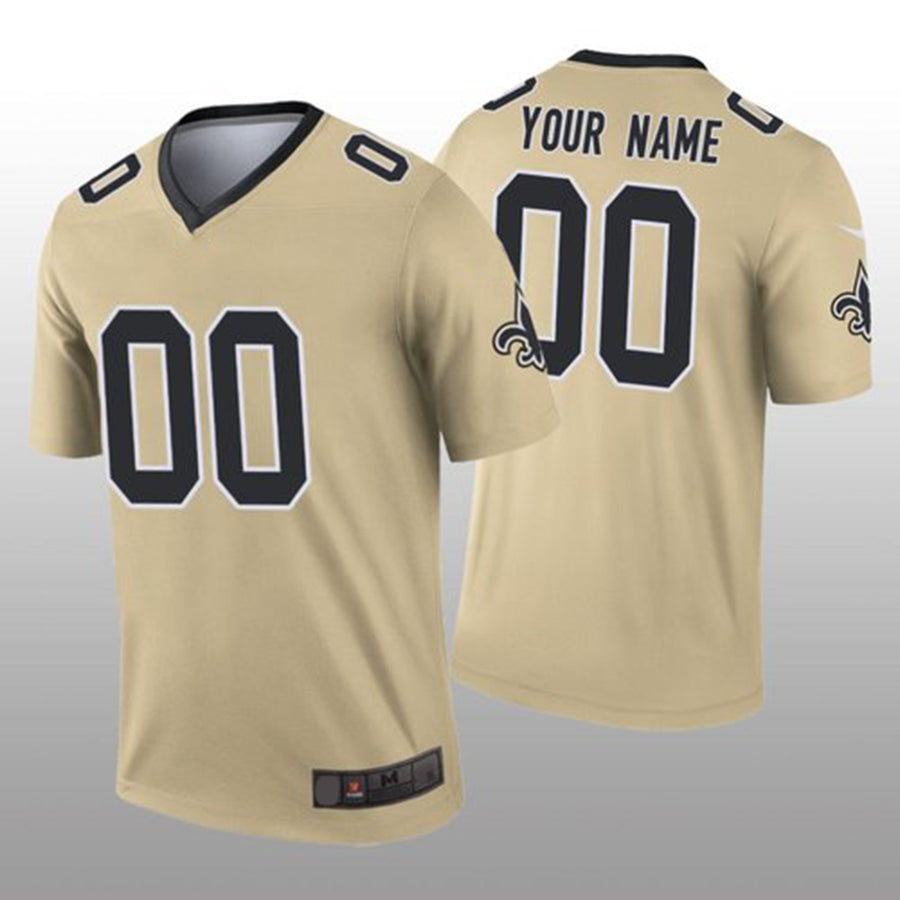 Custom NO.Saints Gold Inverted Legend Jersey American Jerseys Stitched Jersey Football Jerseys - Main View