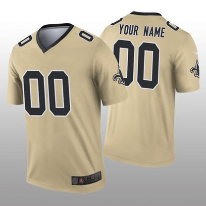 Custom NO.Saints Gold Inverted Legend Jersey American Jerseys Stitched Jersey Football Jerseys - Main View