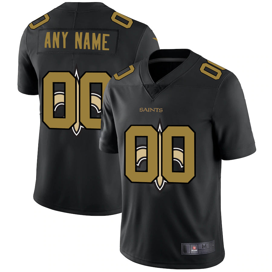 Custom NO.Saints Team Logo Dual Overlap Limited Jersey Black American Jerseys Stitched Jersey Football Jerseys - Main View