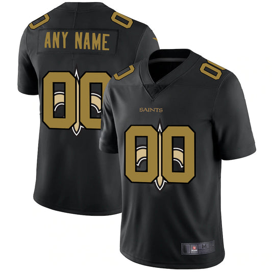 Custom NO.Saints Team Logo Dual Overlap Limited Jersey Black American Jerseys Stitched Jersey Football Jerseys - Main View
