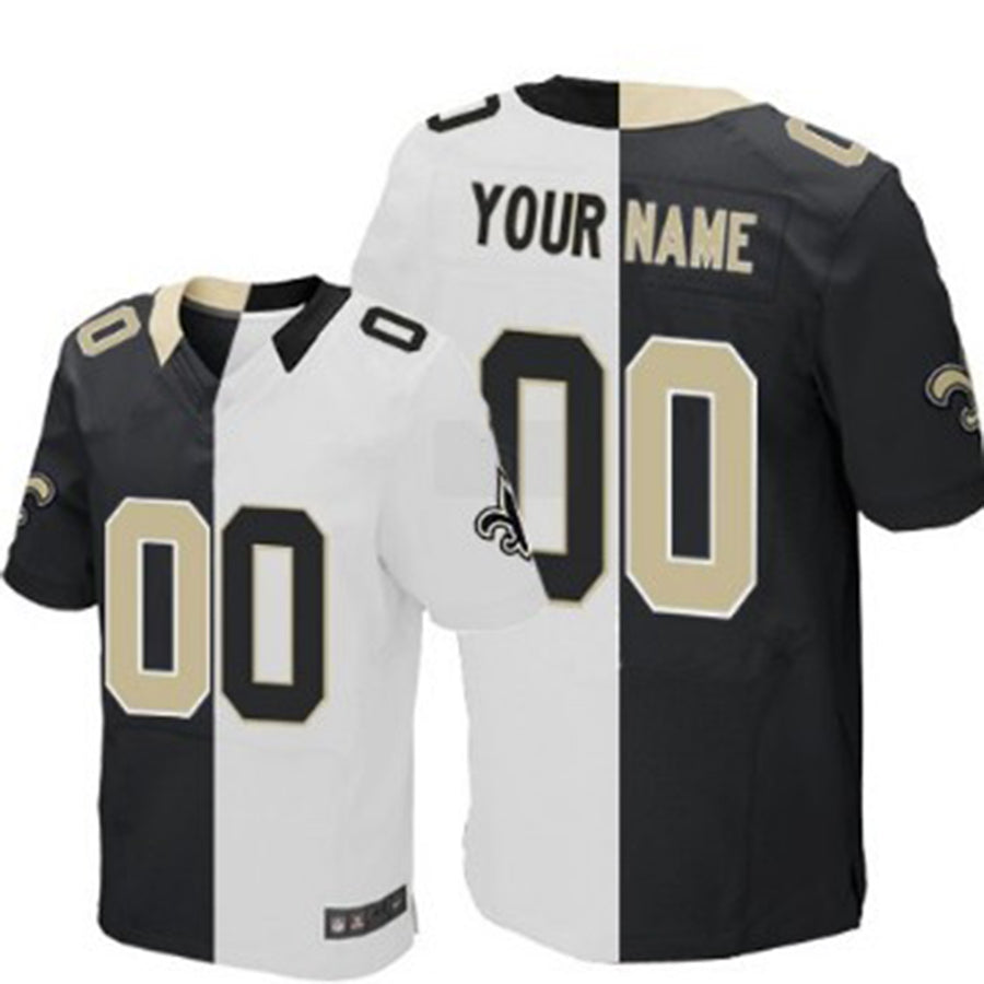 Custom NO.Saints Black-White Two Tone Elite Jersey American Jerseys Stitched Jersey Football Jerseys - Main View