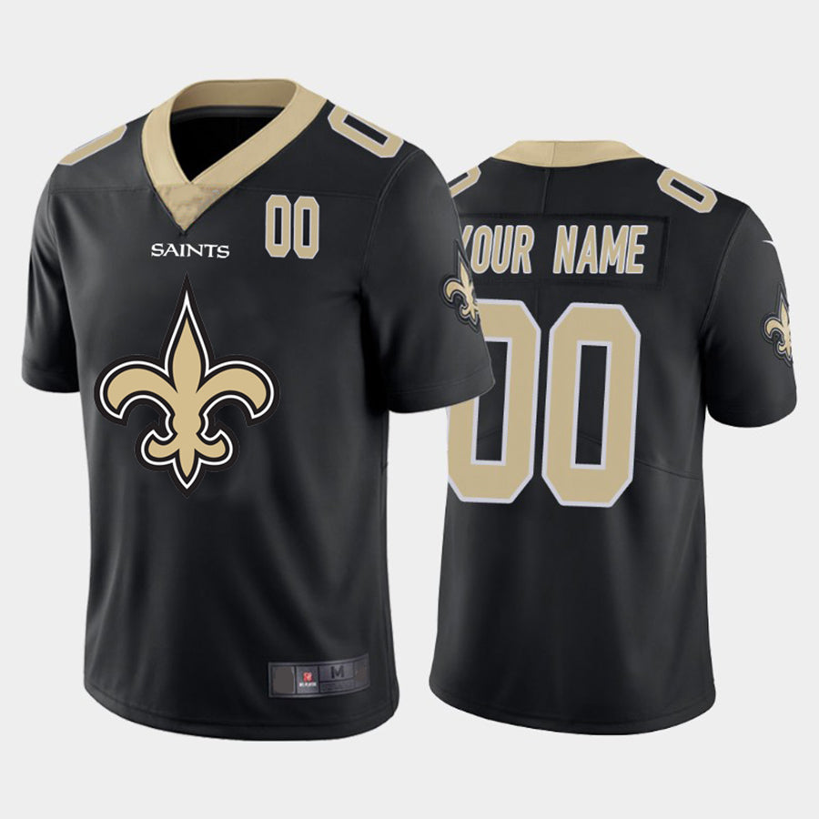 Custom NO.Saints Black Team Big Logo Number Vapor Untouchable Limited Jersey American Jerseys Stitched Jersey Football Jerseys - Main View