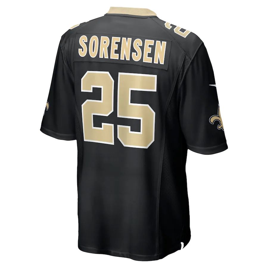 NO.Saints #25 Daniel Sorensen Black Game Player Jersey Stitched American Football Jerseys - Main View