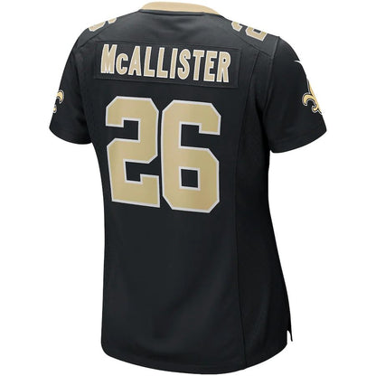 NO.Saints #26 Deuce McAllister Black Game Retired Player Jersey Stitched American Football Jerseys - Main View