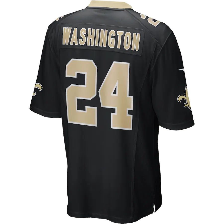 NO.Saints #24 Dwayne Washington Black Game Player Jersey Stitched American Football Jerseys - Main View