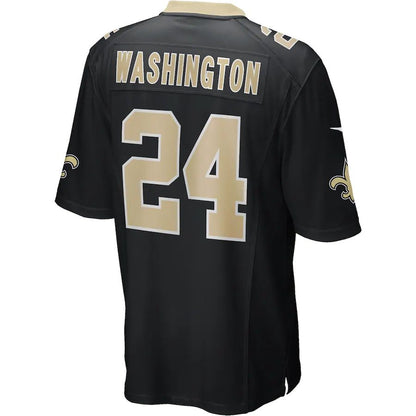 NO.Saints #24 Dwayne Washington Black Game Player Jersey Stitched American Football Jerseys - Main View