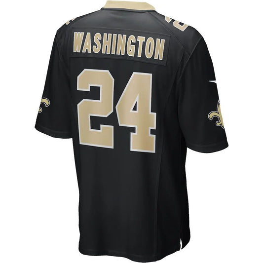 NO.Saints #24 Dwayne Washington Black Game Player Jersey Stitched American Football Jerseys - Main View
