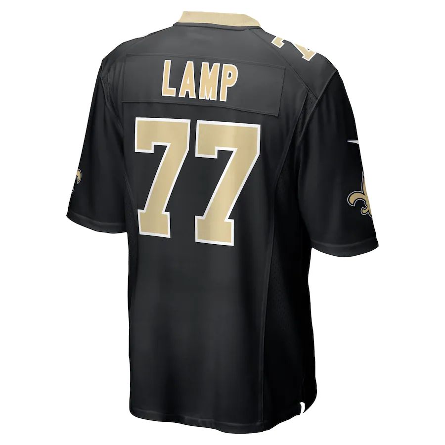 NO.Saints #77 Forrest Lamp Black Game Player Jersey Stitched American Football Jerseys - Main View