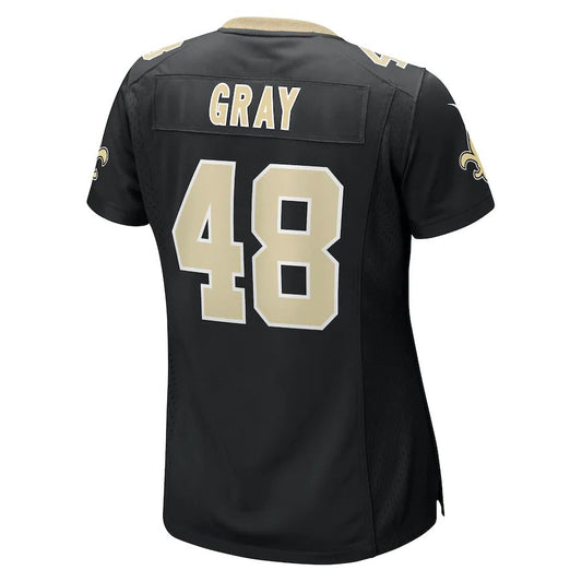 NO.Saints #48 J.T. Gray Black Game Jersey Stitched American Football Jerseys - Main View
