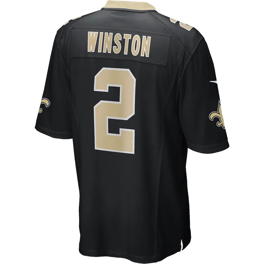 NO.Saints #2 Jameis Winston Black Game Jersey Stitched American Football Jerseys - Main View