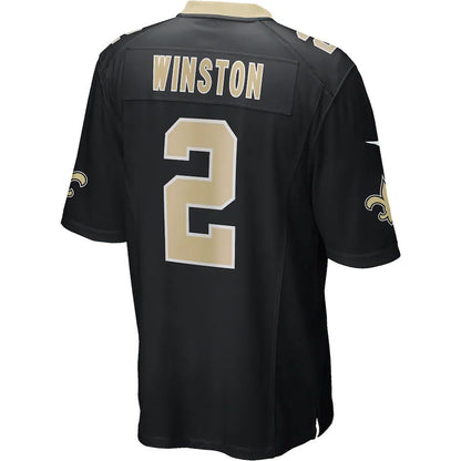 NO.Saints #2 Jameis Winston Black Game Jersey Stitched American Football Jerseys - Main View