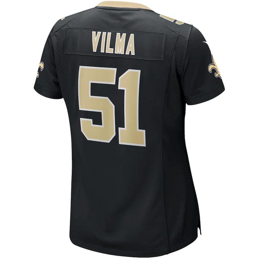 NO.Saints #51 Jonathan Vilma Black Game Retired Player Jersey Stitched American Football Jerseys - Main View
