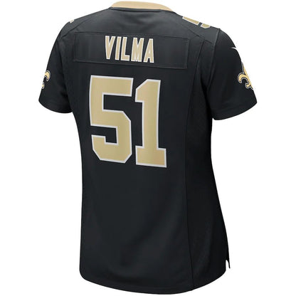 NO.Saints #51 Jonathan Vilma Black Game Retired Player Jersey Stitched American Football Jerseys - Main View