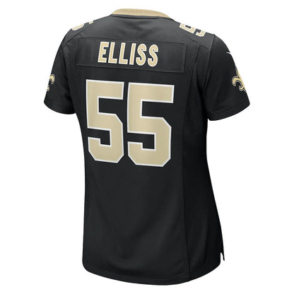 NO.Saints #55 Kaden Elliss Black Game Jersey Stitched American Football Jerseys - Main View