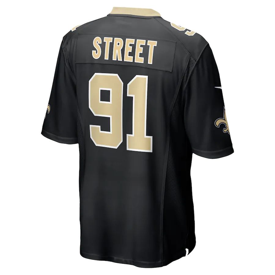 NO.Saints #91 Kentavius Street Black Game Player Jersey Stitched American Football Jerseys - Main View