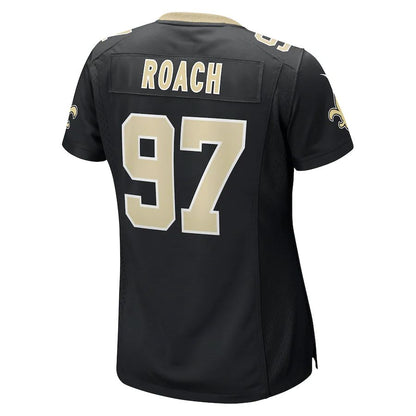 NO.Saints #97 Malcolm Roach Black Team Game Jersey Stitched American Football Jerseys - Main View