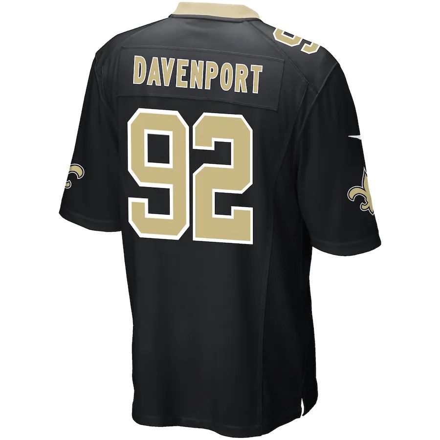 NO.Saints #92 Marcus Davenport Black Game Player Jersey Stitched American Football Jerseys - Main View