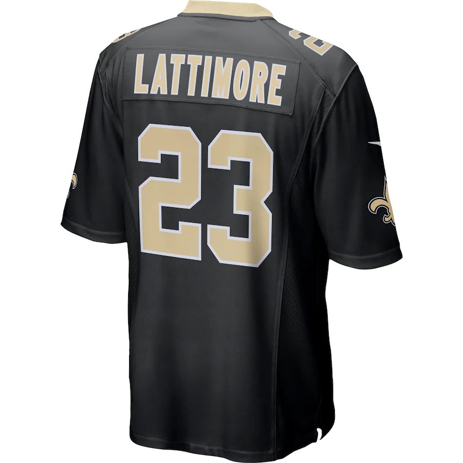 NO.Saints #23 Marshon Lattimore Black Game Jersey Stitched American Football Jerseys - Main View