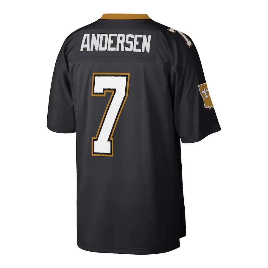 NO.Saints #7 Morten Andersen Mitchell & Ness Black Retired Player Legacy Replica Jersey Stitched American Football Jerseys - Main View