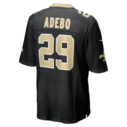 NO.Saints #29 Paulson Adebo Black Game Jersey Stitched American Football Jerseys - Main View