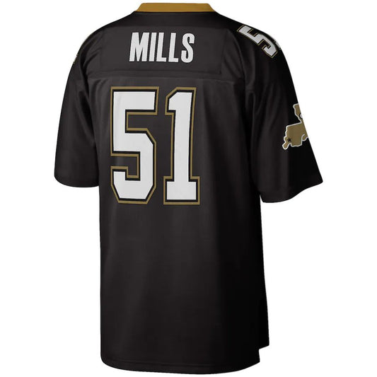NO.Saints #51 Sam Mills Mitchell & Ness Black 1987 Legacy Replica Jersey Stitched American Football Jerseys - Main View