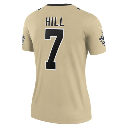NO.Saints #7 Taysom Hill Gold Inverted Legend Jersey Stitched American Football Jerseys - Main View