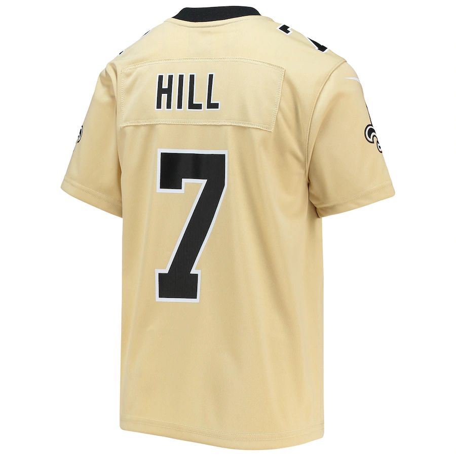 NO.Saints #7 Taysom Hill  Gold Inverted Team Game Jersey Stitched American Football Jerseys - Main View