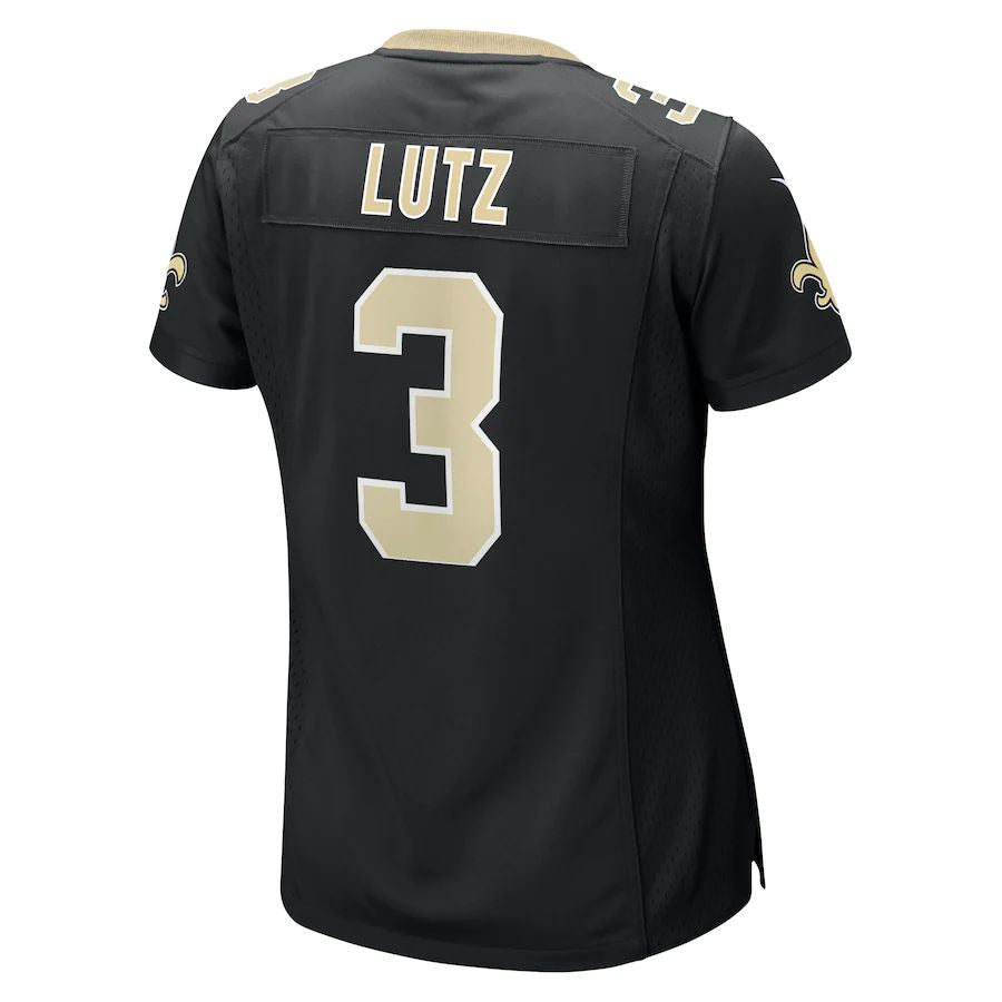 NO.Saints #3 Wil Lutz Black Game Jersey Stitched American Football Jerseys - Main View