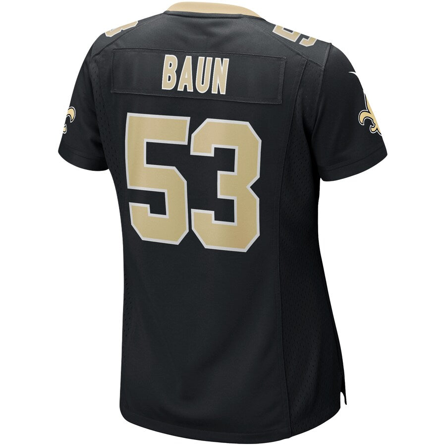 NO.Saints #53 Zack Baun Black Game Jersey Stitched American Football Jerseys - Main View