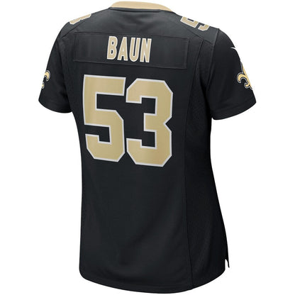 NO.Saints #53 Zack Baun Black Game Jersey Stitched American Football Jerseys - Main View