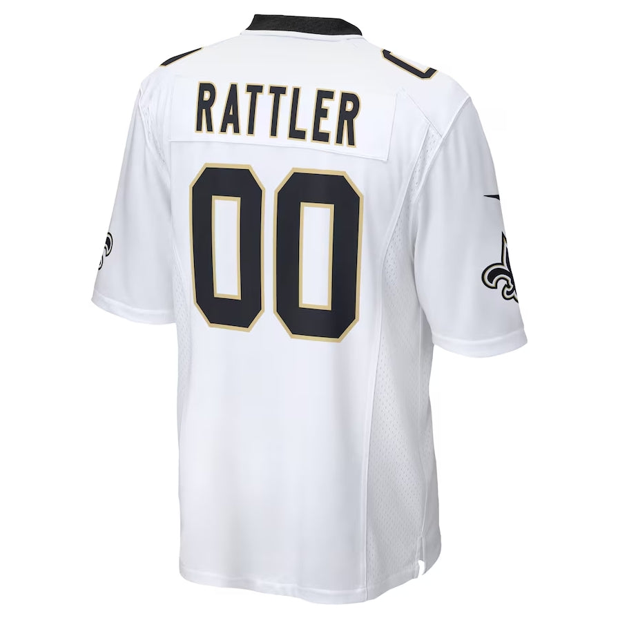 NO.Saints #0 Spencer Rattler 2024 Draft Game Player Jersey - White American Football Jersey - Main View