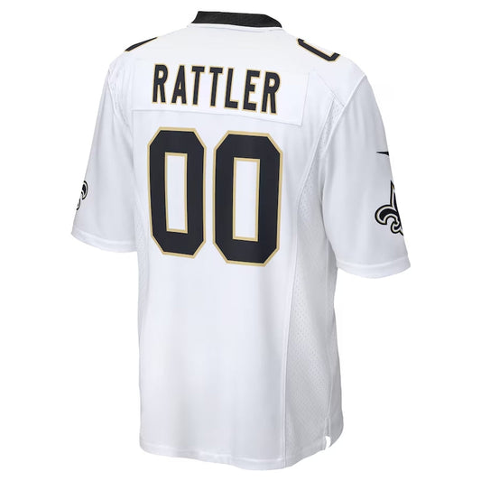 NO.Saints #0 Spencer Rattler 2024 Draft Game Player Jersey - White American Football Jersey - Main View