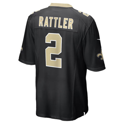 NO.Saints #2 Spencer Rattler Black Team Game Stitched American Football Jersey - Main View