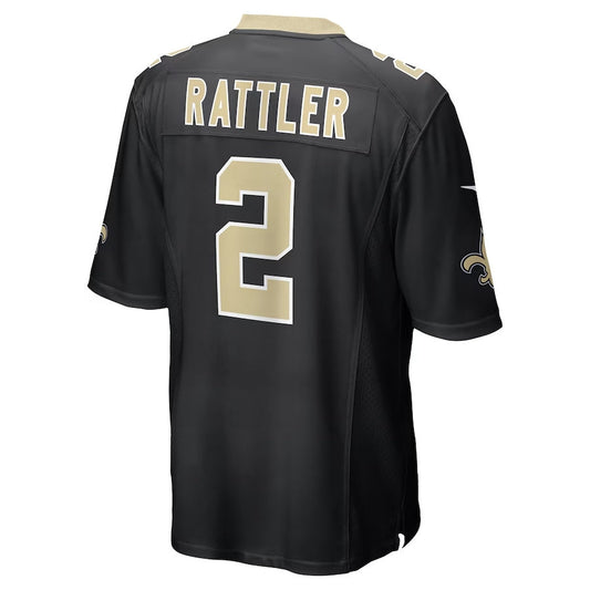 NO.Saints #2 Spencer Rattler Black Team Game Stitched American Football Jersey - Main View
