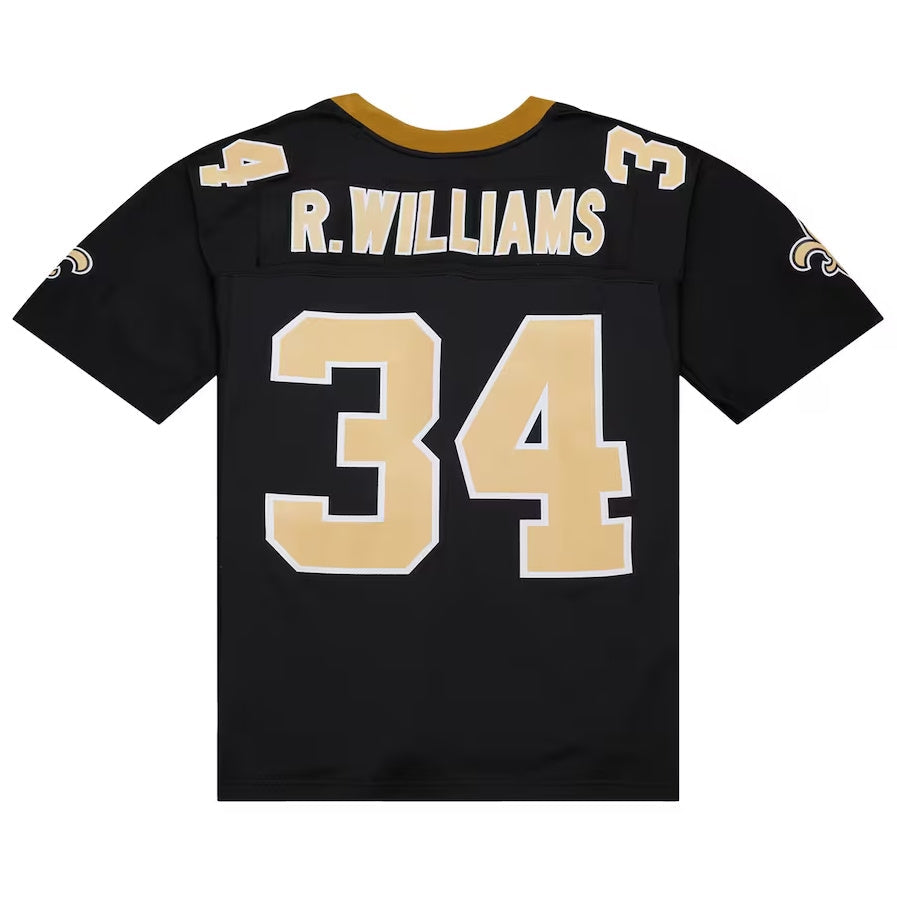 NO.Saints #34 Ricky Williams Mitchell & Ness 1999 Legacy Replica Jersey - Black Stitched American Football Jerseys - Main View