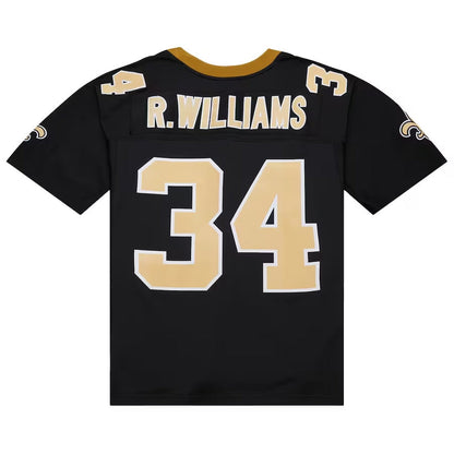 NO.Saints #34 Ricky Williams Mitchell & Ness 1999 Legacy Replica Jersey - Black Stitched American Football Jerseys - Main View