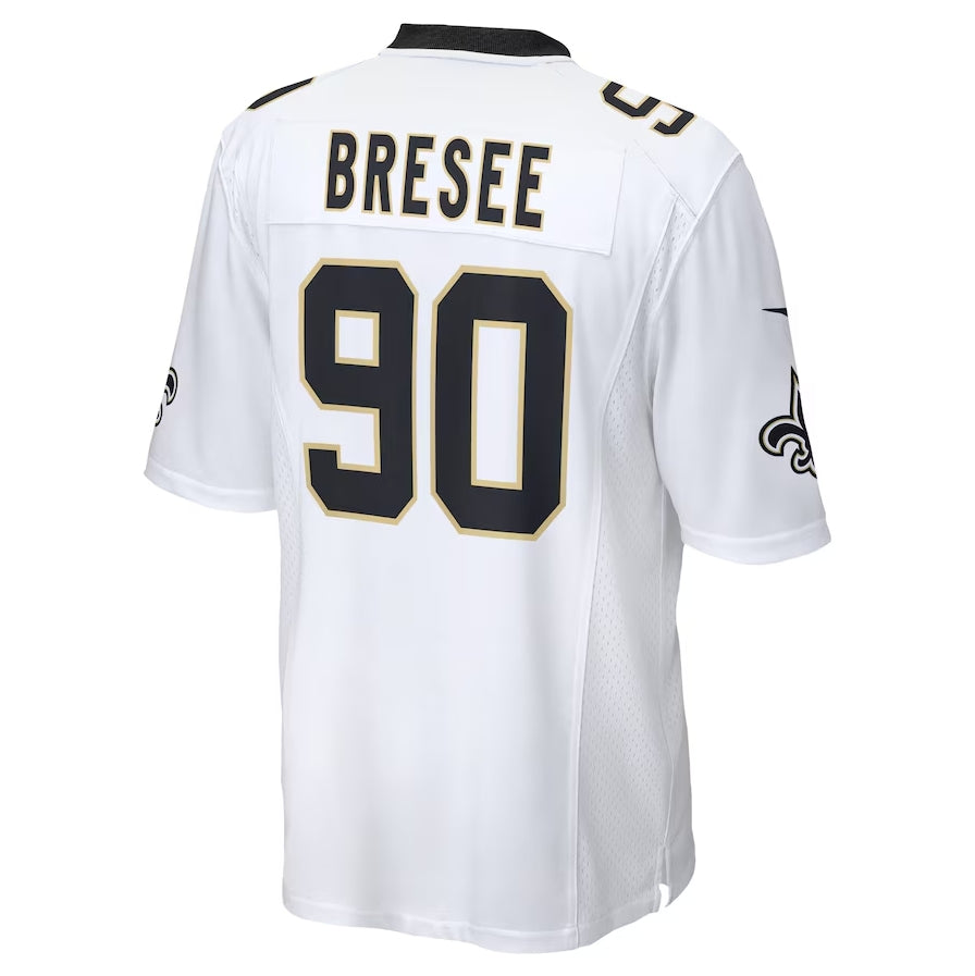 NO.Saints #90 Bryan Bresee Game Jersey - White American Football Jersey - Main View