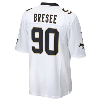 NO.Saints #90 Bryan Bresee Game Jersey - White American Football Jersey - Main View