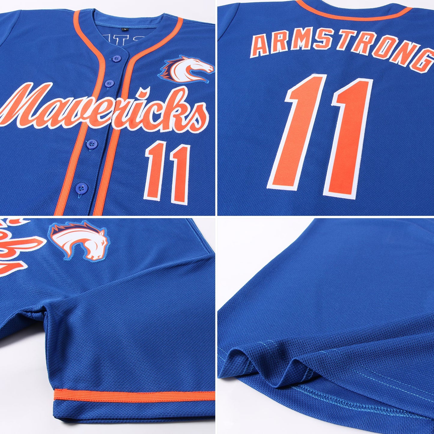 Custom Royal Orange-White Baseball Jersey view 2
