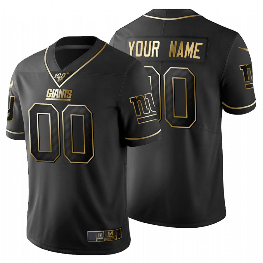Custom NY.Giants Black Golden 100th Limited Jersey Stitched American Football Jerseys - Main View