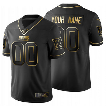 Custom NY.Giants Black Golden 100th Limited Jersey Stitched American Football Jerseys - Main View