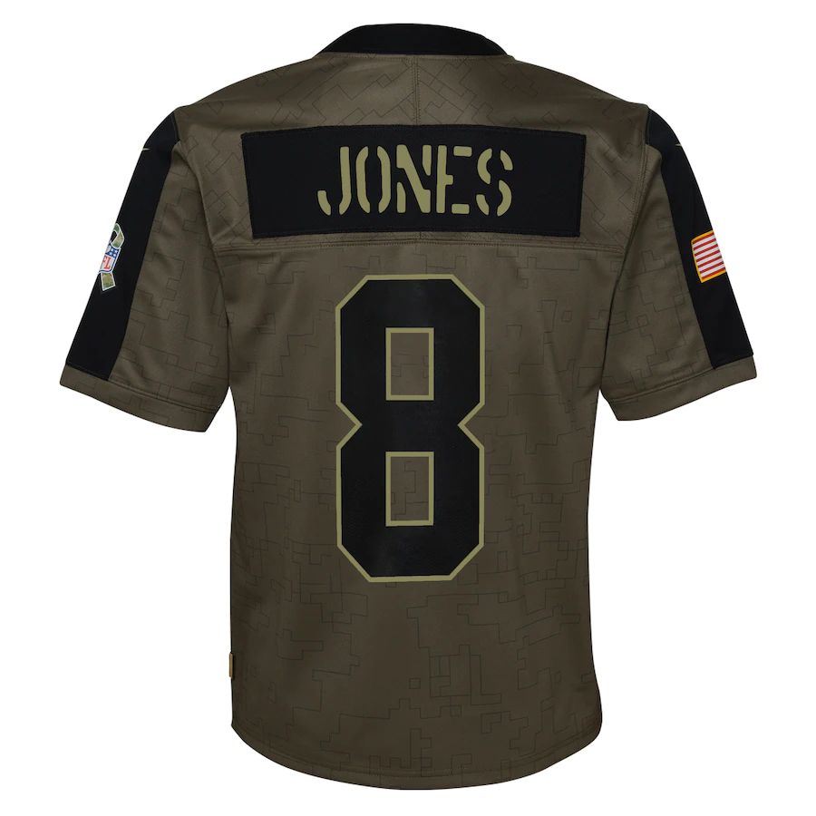 NY.Giants #8 Daniel Jones Olive 2021 Salute To Service Game Jersey Stitched American Football Jerseys - Main View