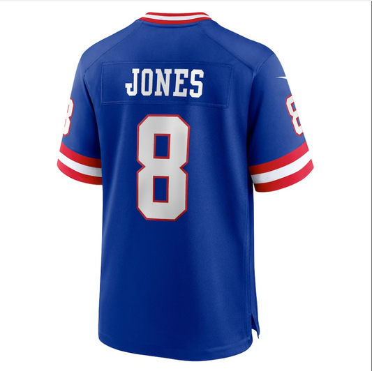 NY.Giants #8 Daniel Jones Royal Classic Player Game Jersey Stitched American Football Jerseys - Main View