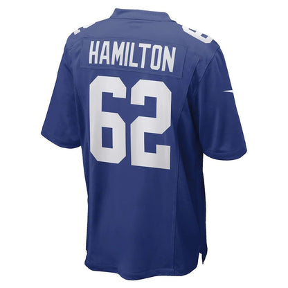 NY.Giants #62 Devery Hamilton Royal Game Player Jersey Stitched American Football Jerseys - Main View