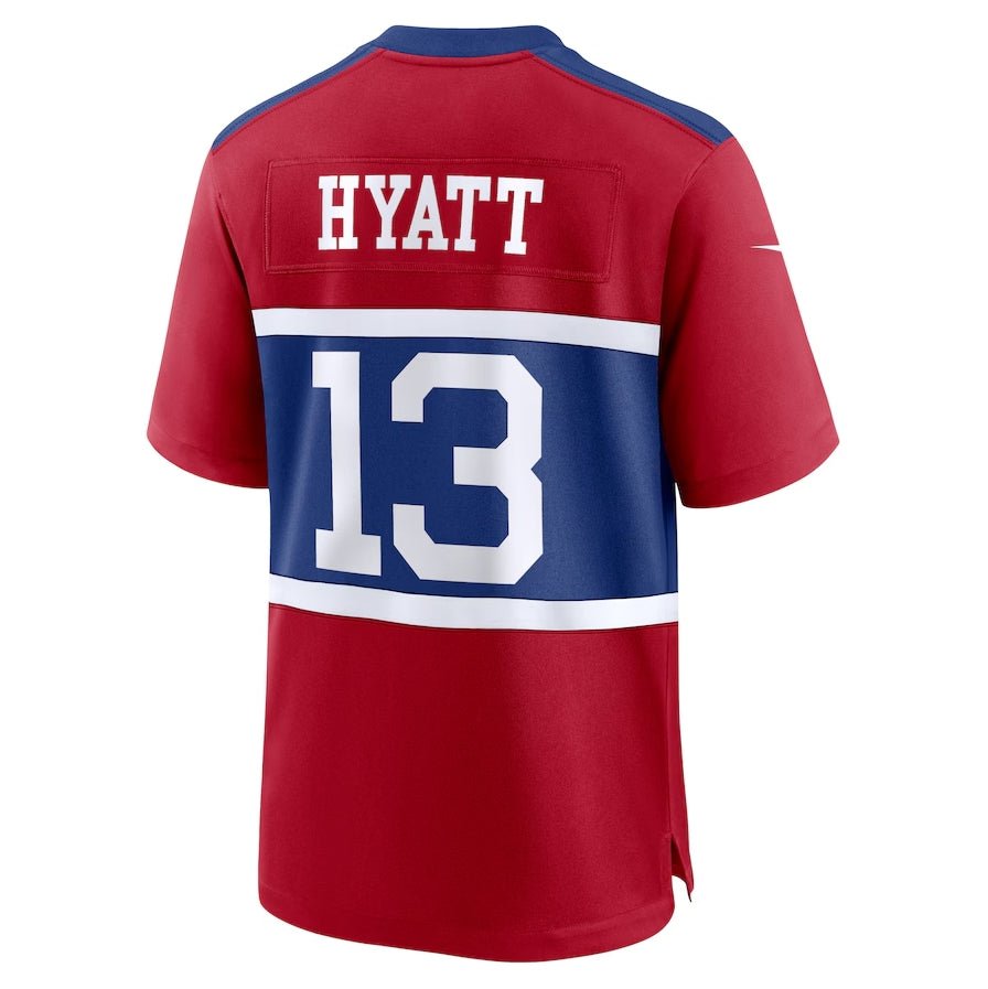 NY.Giants #13 Jalin Hyatt Alternate Player Game Jersey - Century Red American Football Jerseys - Main View