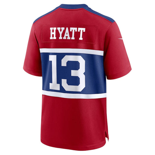 NY.Giants #13 Jalin Hyatt Alternate Player Game Jersey - Century Red American Football Jerseys - Main View